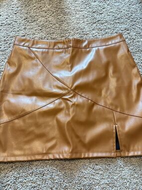 Faux Leather Mini Skirt in Cognac